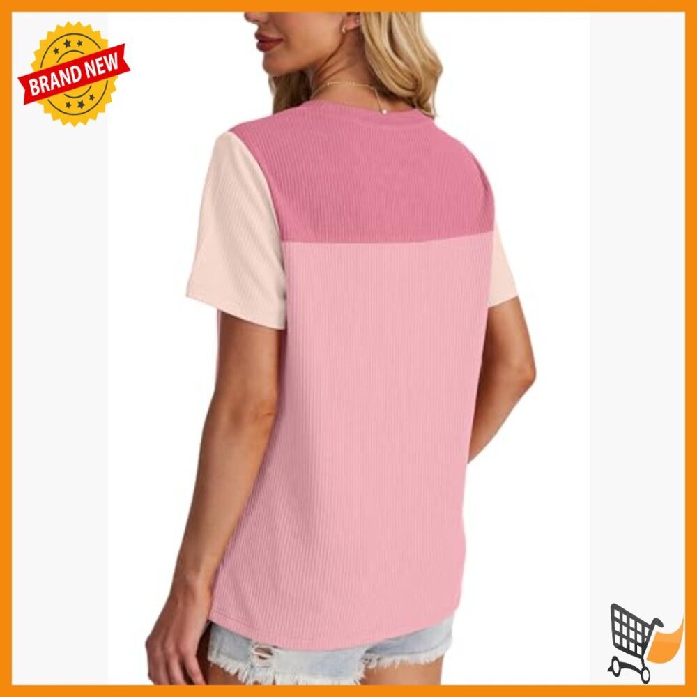 Short Sleeve Crewneck Knitted Top Casual Trendy Loose Fit Spring Summer View 2